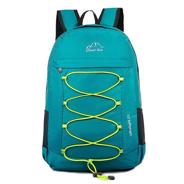 

Nylon Cross Straps Zippers Backpack, Lake green