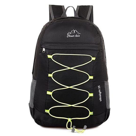 Nylon Cross Straps Zippers Backpack - Noir 
