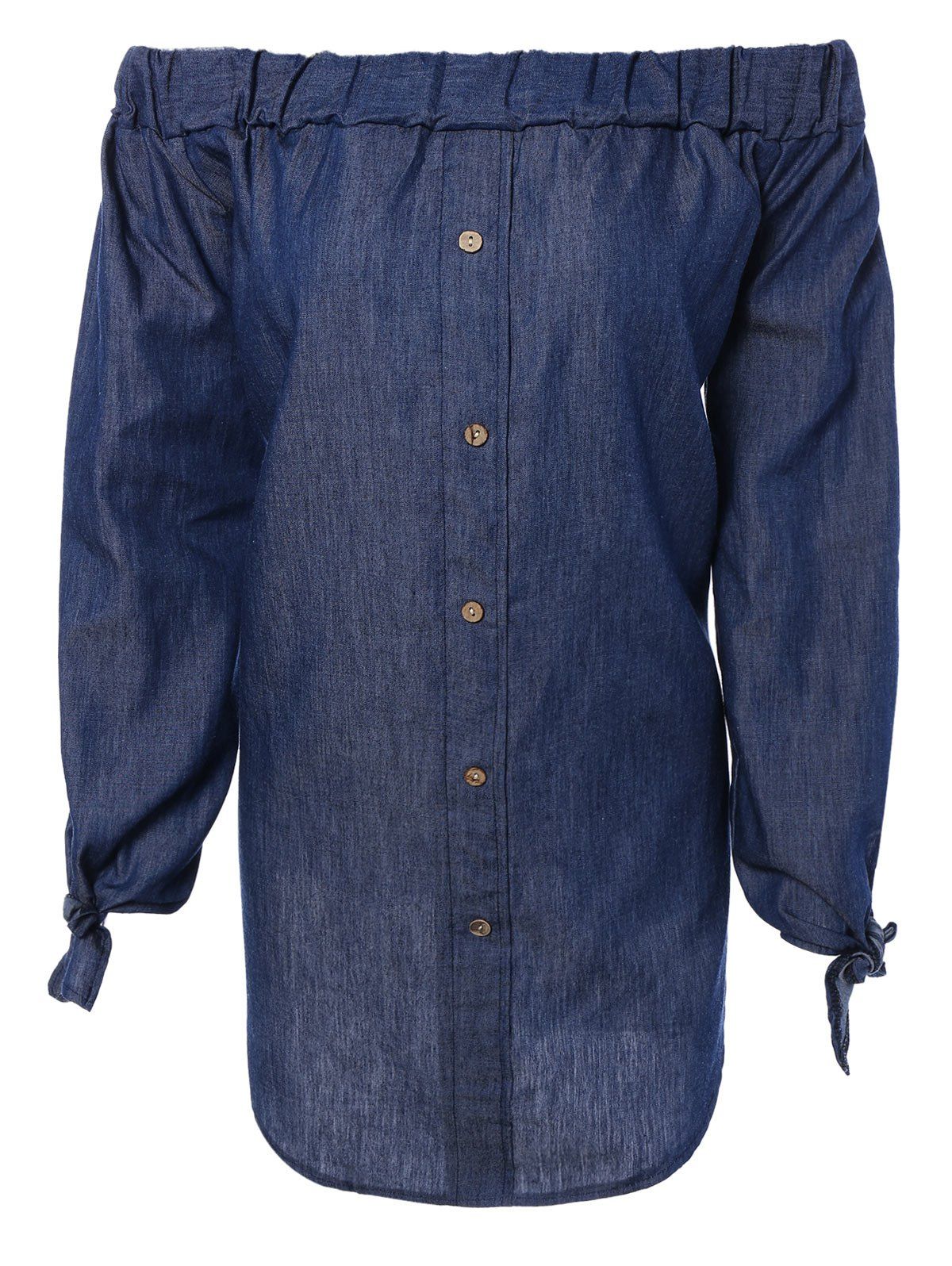 

Off-The-Shoulder Tie Sleeve Dress, Deep blue