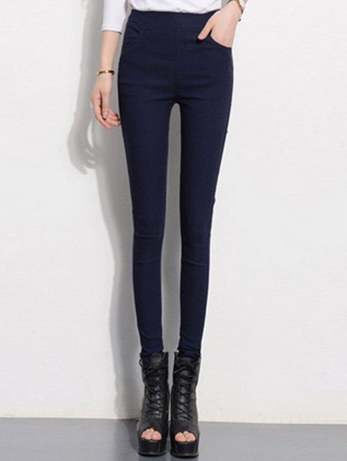 

Elastic Pencil Pants, Deep blue