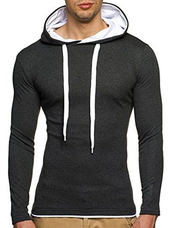 

Long Sleeve Hooded Slimming T-Shirt, Deep gray
