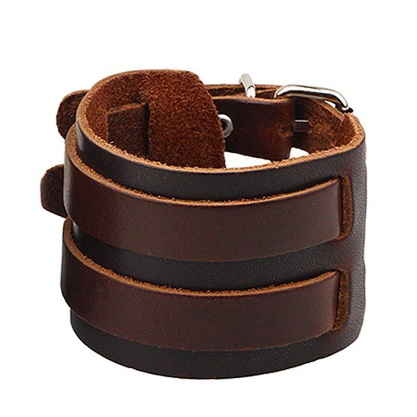 

Faux Leather Wide Bracelet, Coffee