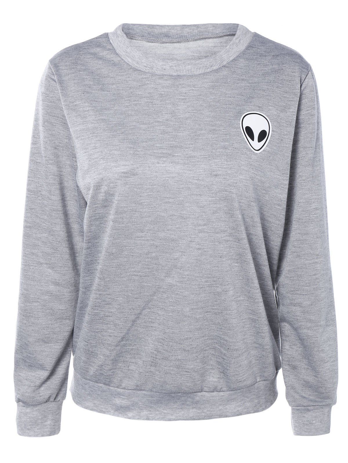 

Skull Print Long Sleeve Sweatshirt, Light gray