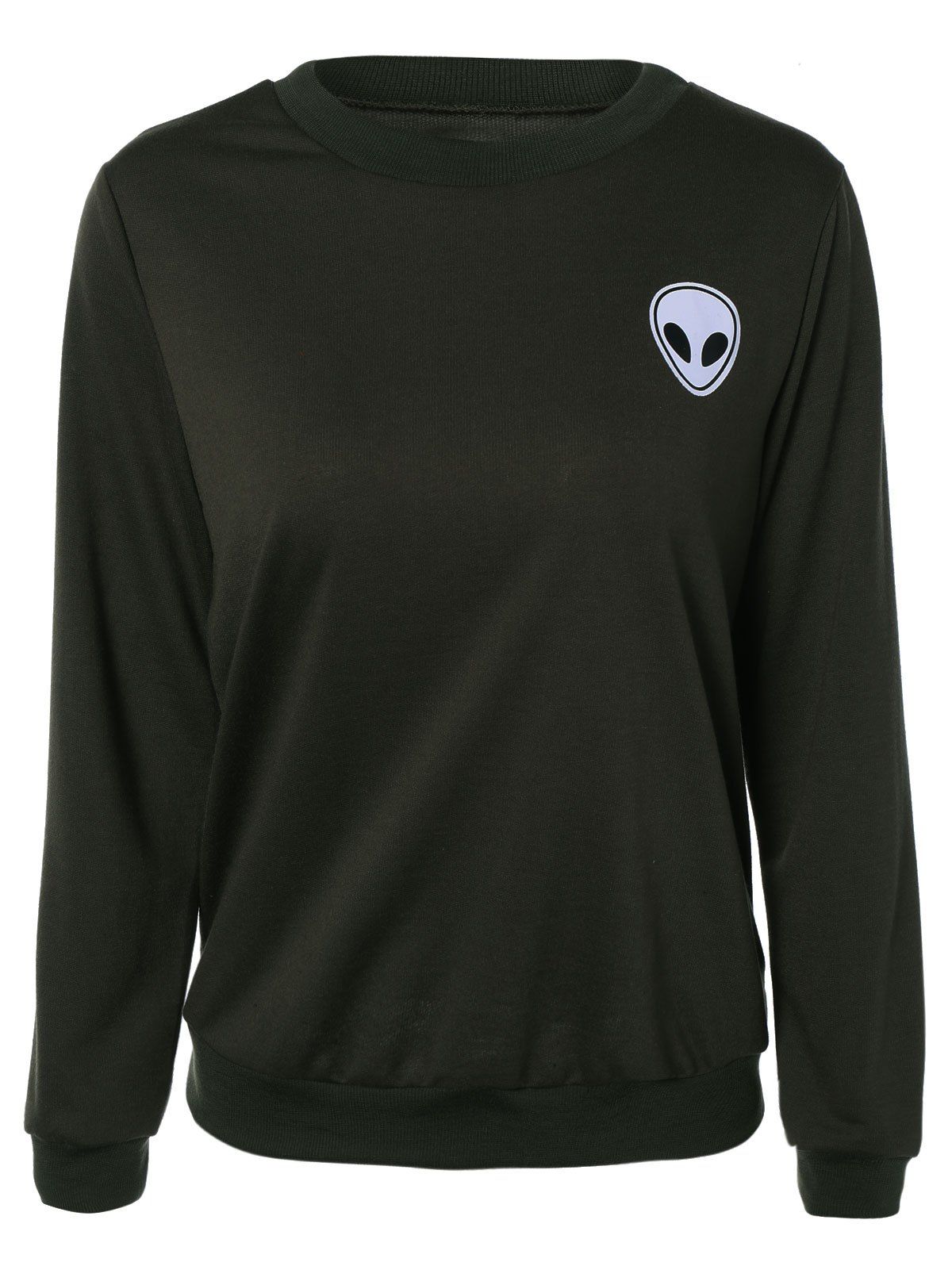 

Skull Print Long Sleeve Sweatshirt, Army green