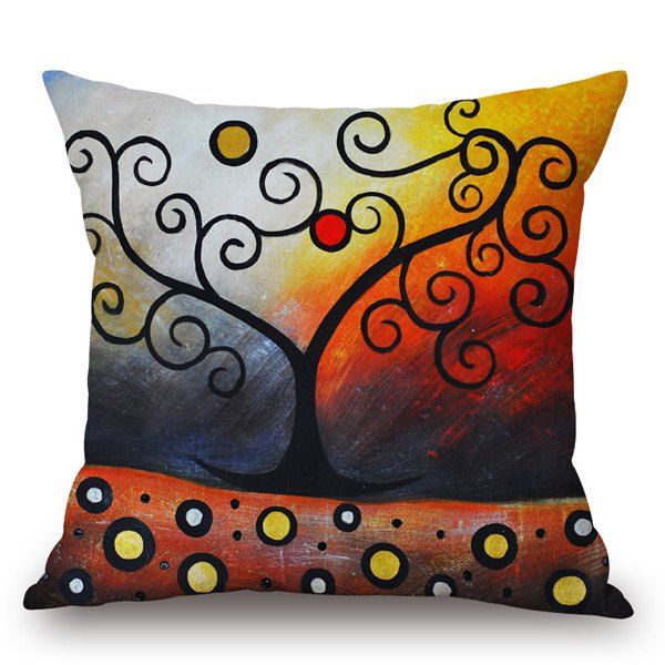 

Creative Tree Wash Drawing Pattern Pillow Case, Colormix