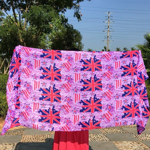 Sunscreen Union Flag and Star Pattern Long Scarf - LIGHT PURPLE 
