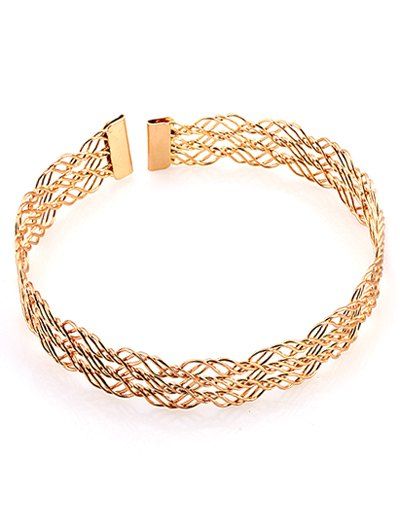 

Multilayered Alloy Hollow Out Choker Necklace, Golden