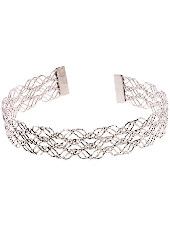 

Multilayered Alloy Hollow Out Choker Necklace, Silver