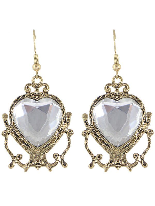 

Faux Crystal Heart Alloy Drop Earrings, White