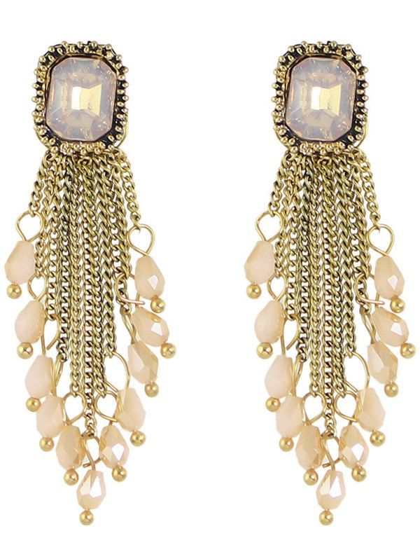 

Faux Crystal Geometric Chains Drop Earrings, Pink