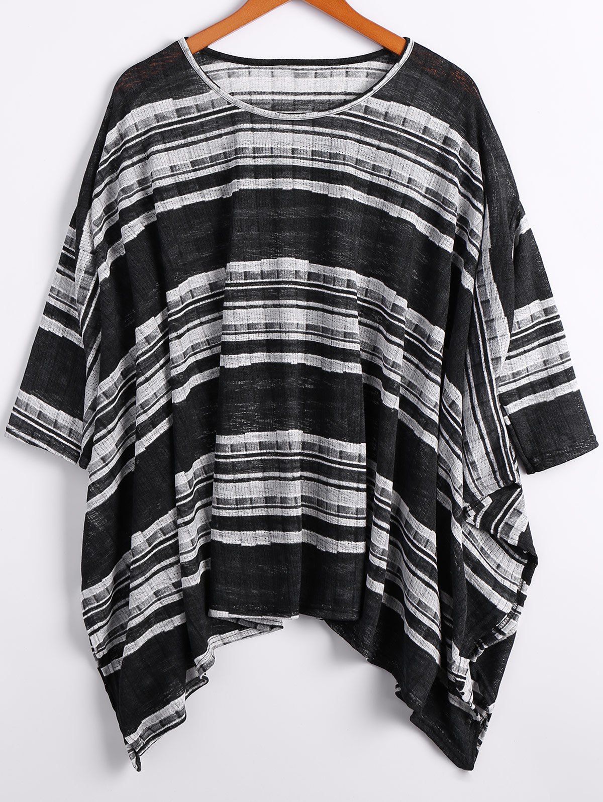 

Asymmetrical Striped Loose-Fitting Knitwear, Black