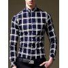 À manches longues Plaid Button-Down Shirt - Bleu profond XL