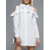 Flounce manches longues Cold Shoulder Robe chemise - Blanc L