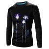 Sweat-shirt 3D Floral Imprimé Manches Longues à Col Rond - Noir 2XL