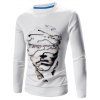 Sweat-shirt 3D Visage Abstrait Imprimé Manches Longues à Col Rond - Blanc M