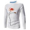 Sweat-shirt 3D Fleur Imprimée Manches Longues à Col Rond - Blanc 2XL