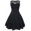Sleeveless Lace A Line Party Swing Skater Dress - BLACK M