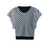 Cap Sleeve Striped en mousseline de soie T-shirt - Blanc et Noir M