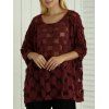 Batwing Sleeve See-Through ample Blouse - Rouge vineux ONE SIZE