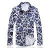Col rabattu manches longues Flowers Shirt imprimé Chinoiseries - Blanc 2XL