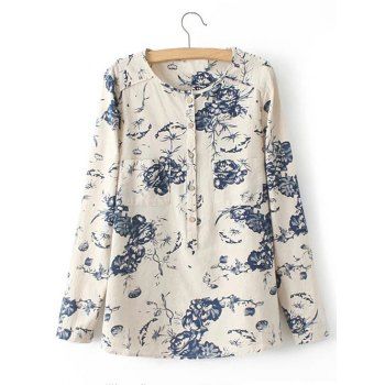 [41% OFF] 2022 Pocket Floral Print Buttoned Shirt In LIGHT KHAKI ...