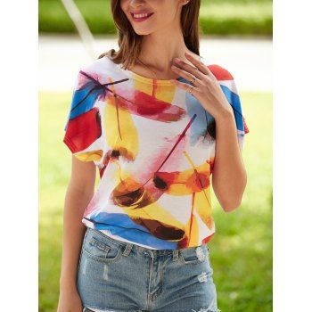 Firstgrabber Multicolor Print Short Sleeve T-Shirt