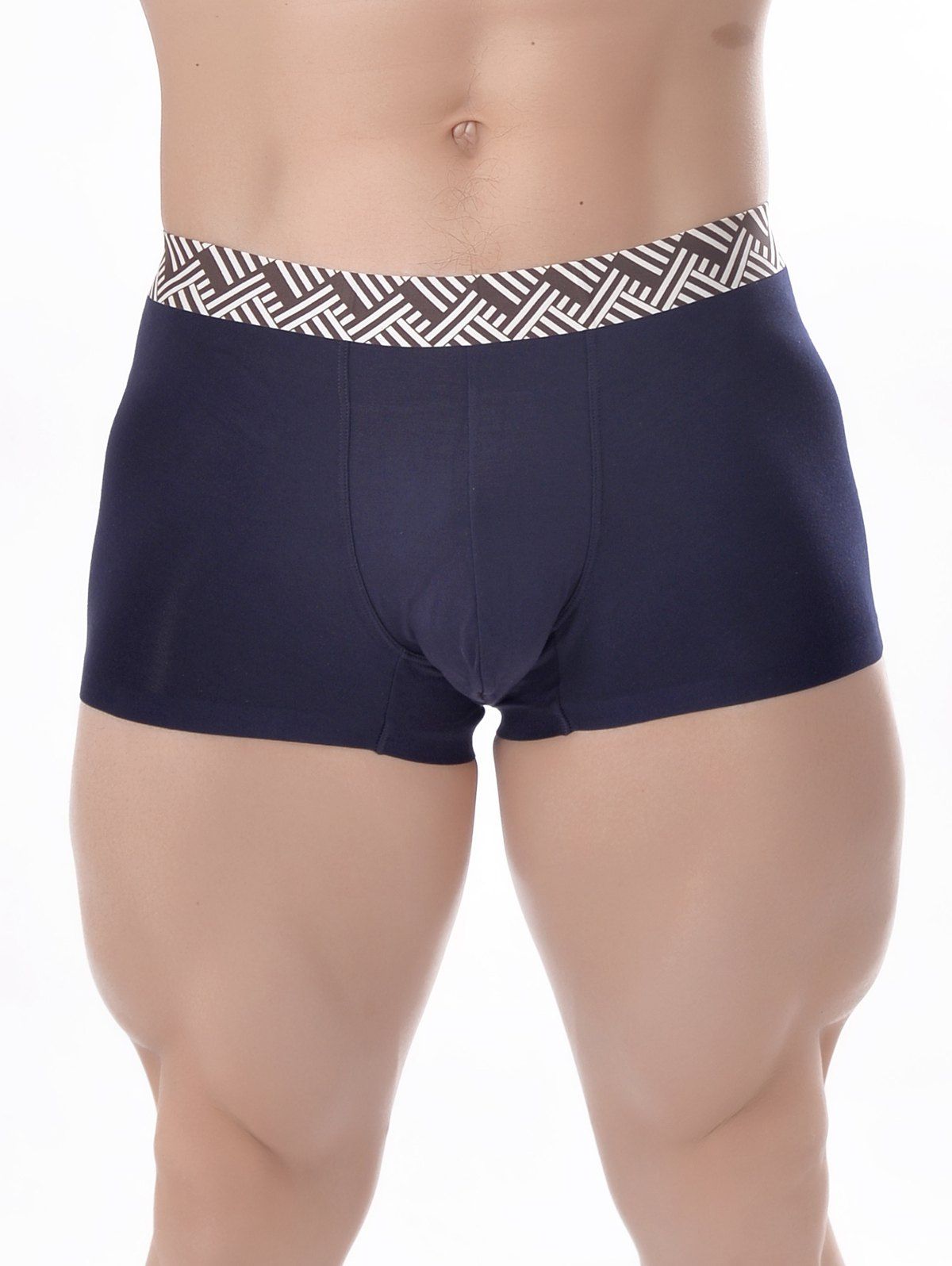 

Geometric Printed U Pouch Design Band Boxer Brief, Cadetblue