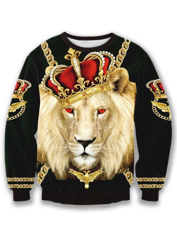 

Crew Neck Long Sleeve 3D Printed Sweatshirt, Black