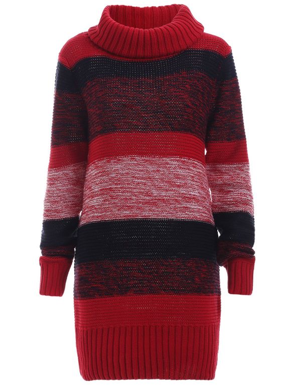 Robe en laine de gaine en laine en laine couleur - Rouge S