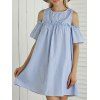 Pinstriped Cut Out volantée ample robe - Bleu clair S