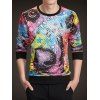 Col rond manches longues 3D Colorful Abstract Print Argyle Sweatshirt - multicolore L
