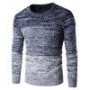 Pull en Tricot Mélangé Ombré à Col Rond à Manches Longues - Cadetblue XL