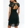 Open Back Lace Splicing Pleated Dress - BLACK XL