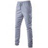 Pantalon Brodé Zippé Design à Pieds Etroits à Lacets - Gris Clair M