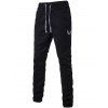 Pantalon Brodé Zippé Design à Pieds Etroits à Lacets - Noir XL