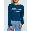 Pull Lettre Applique Sweatshirt - Paon Bleu M