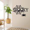 Spooky Letter Spider Web Pattern Halloween Room Wall Sticker - BLACK 