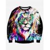 Lion 3D Print Long Sleeve Colorful Sweatshirt - BLACK M