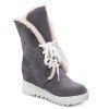 Tie Up fausse fourrure Suede Wedge Mid Bottes - Gris 38