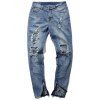 Narrow Feet Zipper Cuff Five-Pocket Ripped Jeans - Bleu 32