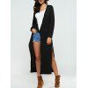 Collarless boutonné Slit Cardigan - Noir XL