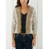 Fashionable Solid Color With Faux Fur Long Sleeve Cardigan For Women - LIGHT KHAKI ONE SIZE