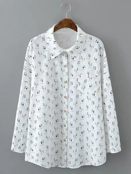 

Loose-Fitting Bottle Print Shirt, White