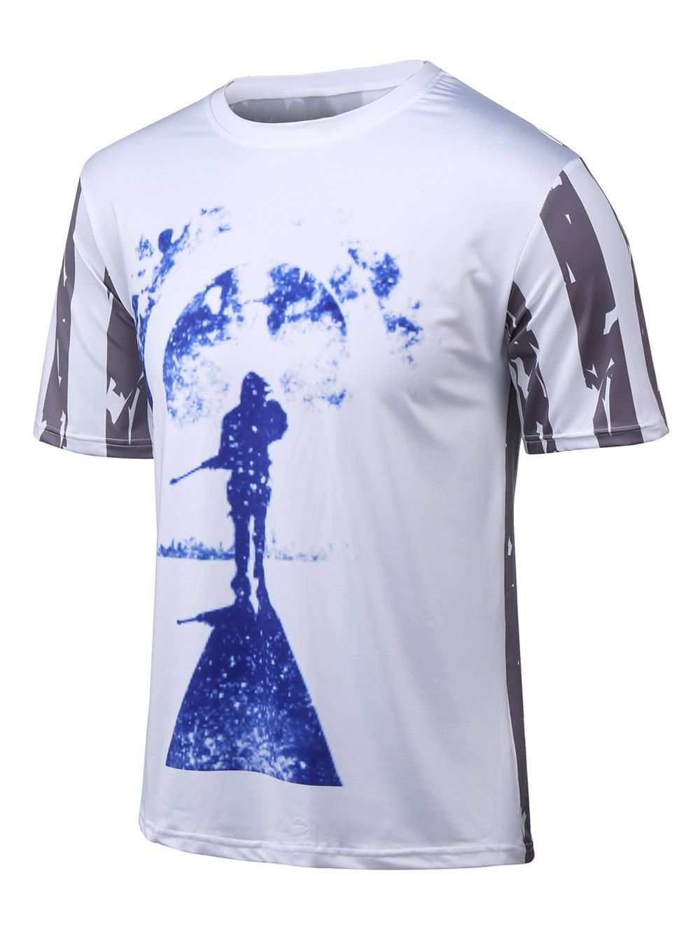

Short Sleeve 3D Printed Star Striped T-Shirt, White