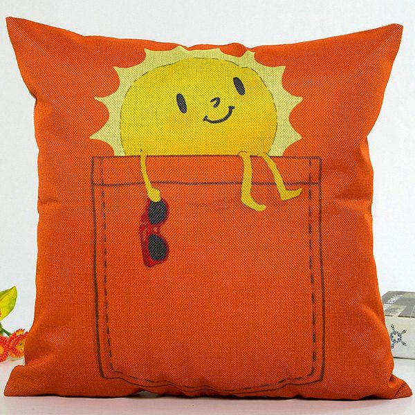 

Sun in Pocket Cartoon Printing Design Sofa Pillow Case, Orange