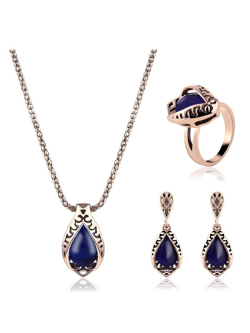 

Faux Sapphire Water Drop Jewelry Set, Blue