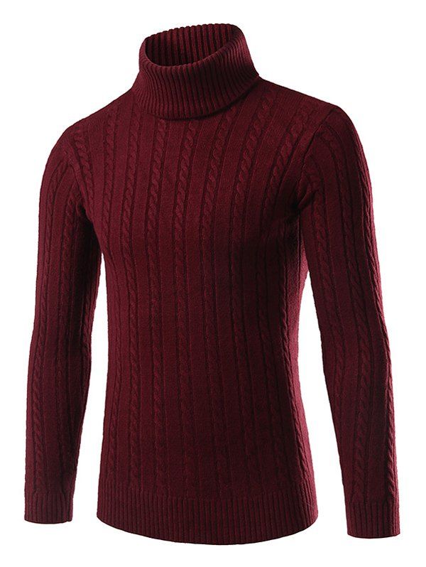 

Kink Design Turtle Neck Long Sleeve Sweater, Red