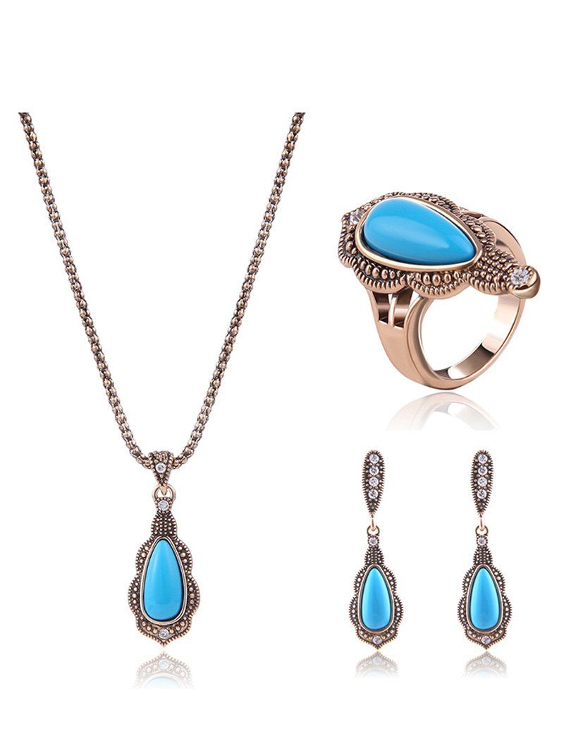 

Rhinestone Water Drop Bohemian Jewelry Set, Blue