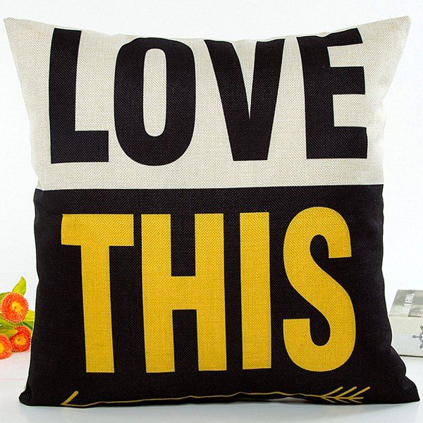 

Love This Words Color Block Jointing Pattern Sofa Pillow Case, White and black