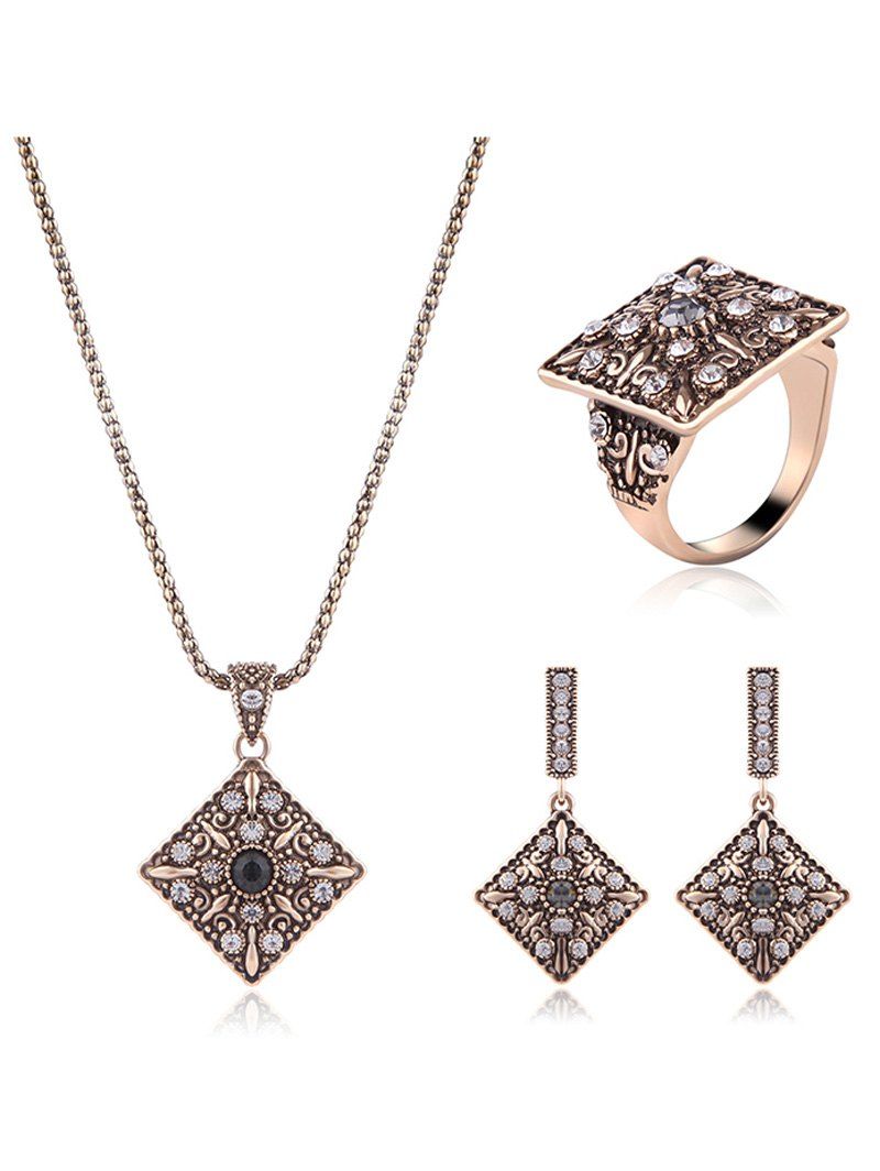 

Alloy Rhinestone Geometric Jewelry Set, Golden